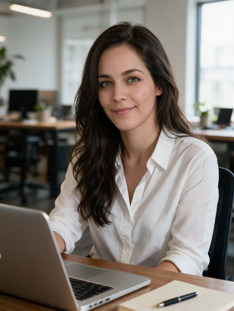 Liya Bentchikou devant son ordinateur portable